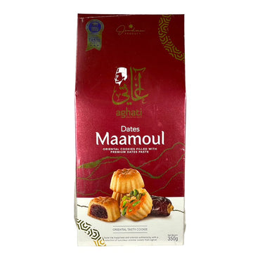 Aghati Maamoul Dates Oriental Cookies Filled with Premium Dates Paste 350 GM اغاتى معمول بحشوة التمر حلويات شرقية محشية بعجين التمر الفاخر
